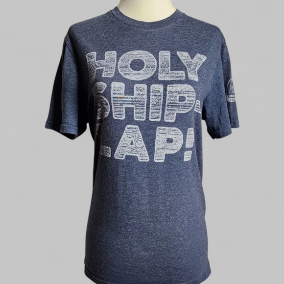 Blue Graphic Holy Ship Lap T-Shirt - Picture 1 of 6
